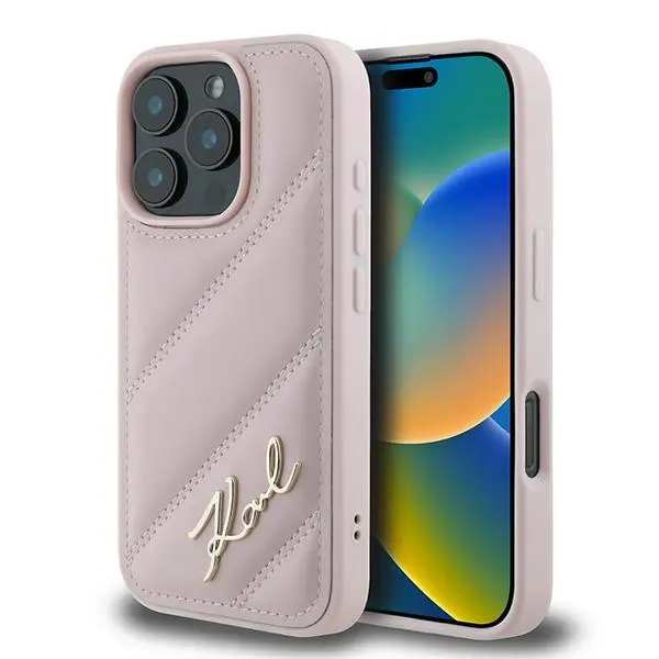 Etui Karl Lagerfeld hardcase Quilted Signature do iPhone 16 Pro Max Różowy