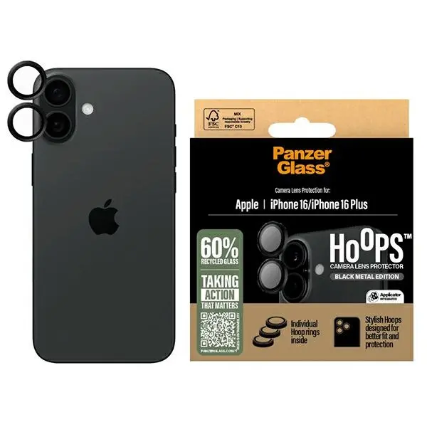 Szkło hartowane PanzerGlass Black Lens Protector do iPhone 16