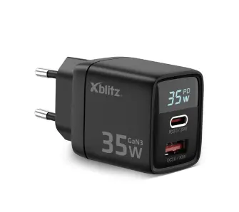 Ładowarka sieciowa Xblitz XC1 USB-A USB-C PD 35W GAN3 LCD Czarny