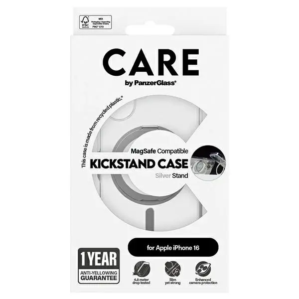 Etui PanzerGlass Kickstand Case MagSafe do iPhone 16 Srebrny