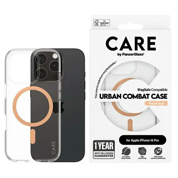 Etui PanzerGlass Flagship MagSafe do iPhone 16 Pro Brzoskwiniowy