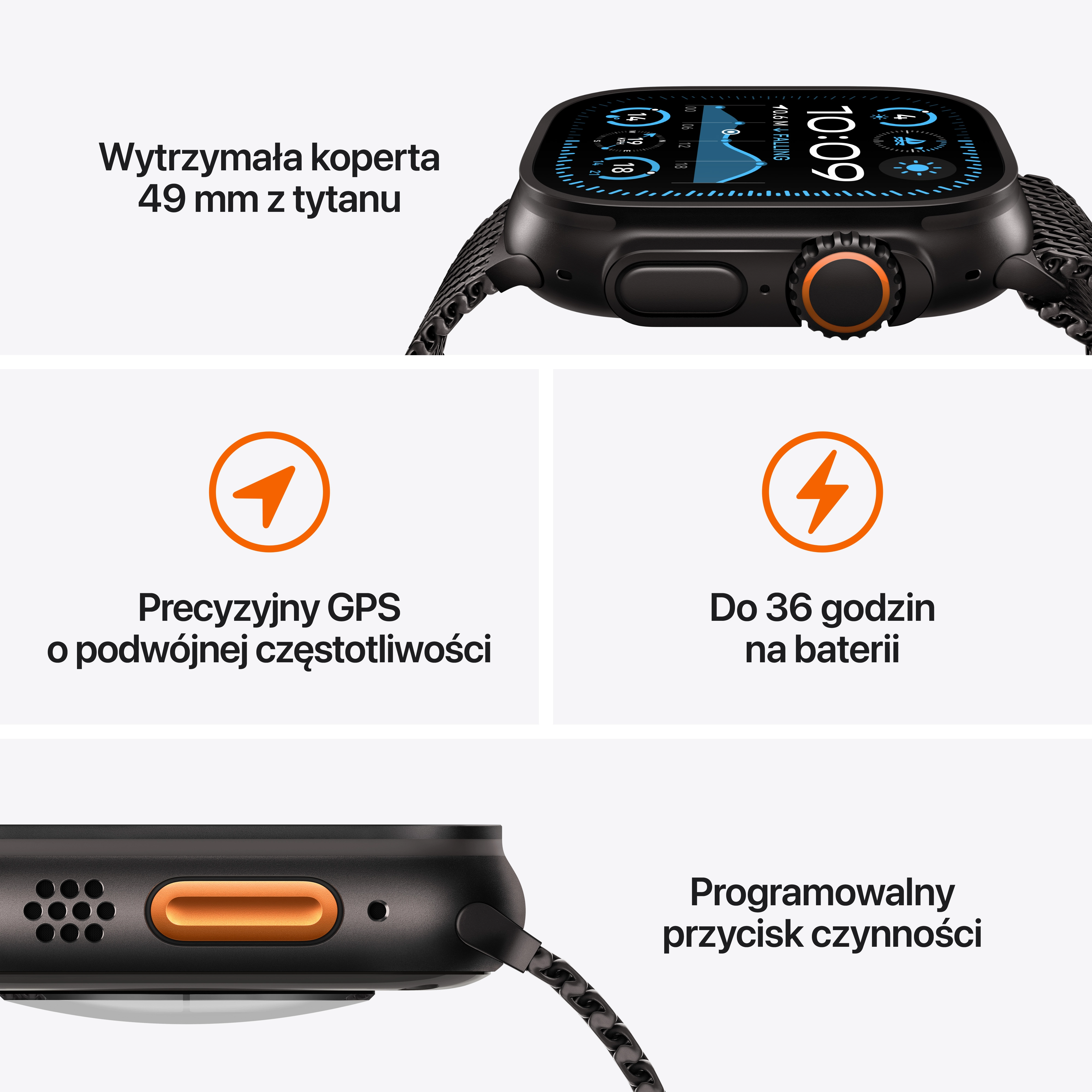 Apple Watch Ultra 2 GPS + Cellular koperta z tytanu 49mm opaska Trail niebieski M/L