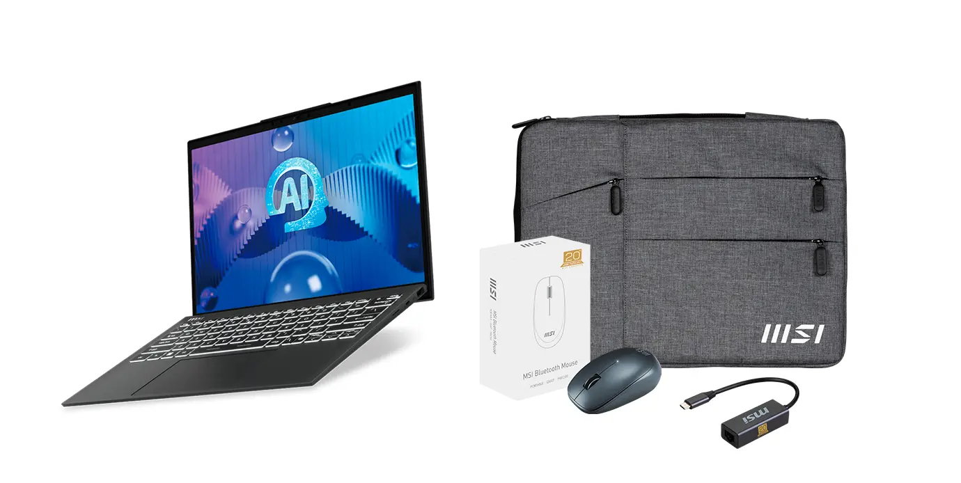 Laptop ultrabook MSI Prestige 13 AI Evo A1MG-082PL OLED 13,3" Ultra 5 125H 32GB RAM 1TB Dysk SSD Win11 Szary + Zestaw AKC