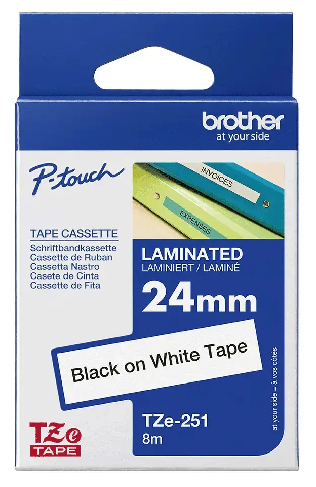 Taśma Brother TZe-251 24mm x 8m Czarno-biały