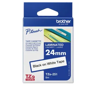 Taśma Brother TZe-251 24mm x 8m Czarno-biały