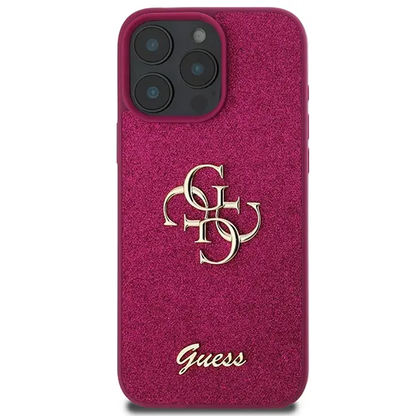 Etui Guess Glitter Script Big 4G do iPhone 16 Pro Fioletowy
