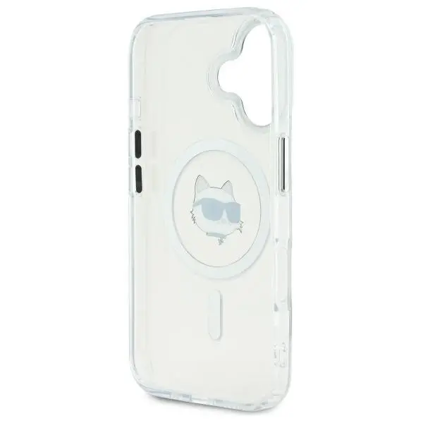 Etui Karl Lagerfeld IML Metal Choupette Head MagSafe do iPhone 16 Biały