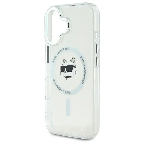Etui Karl Lagerfeld IML Metal Choupette Head MagSafe do iPhone 16 Biały