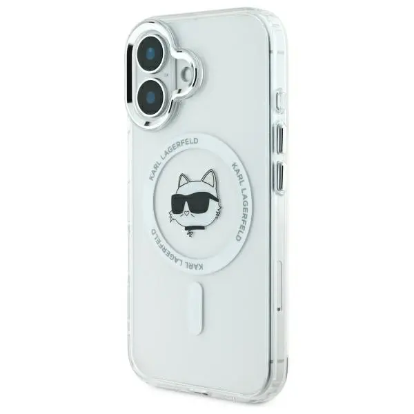 Etui Karl Lagerfeld IML Metal Choupette Head MagSafe do iPhone 16 Biały