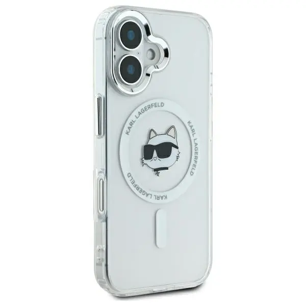 Etui Karl Lagerfeld IML Metal Choupette Head MagSafe do iPhone 16 Biały