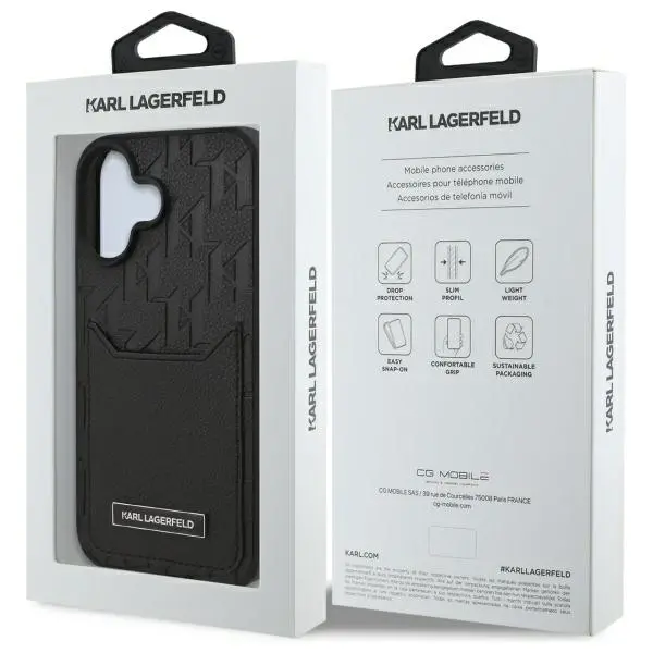 Etui Karl Lagerfeld Cardslots Monogram do iPhone 16 Czarny