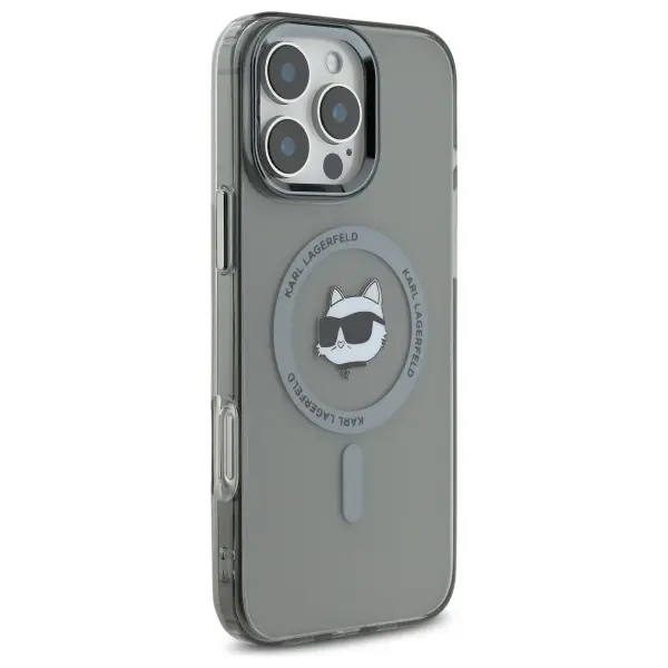 Etui Karl Lagerfeld IML Metal Choupette Head MagSafe do iPhone 16 Pro Max Czarny