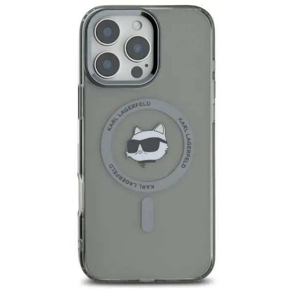 Etui Karl Lagerfeld IML Metal Choupette Head MagSafe do iPhone 16 Pro Max Czarny