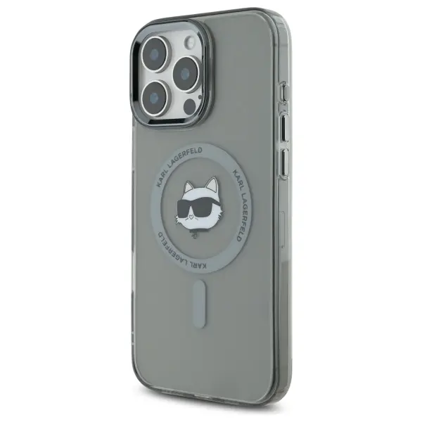 Etui Karl Lagerfeld IML Metal Choupette Head MagSafe do iPhone 16 Pro Max Czarny