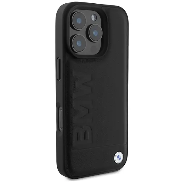 Etui BMW Leather Hot Stamp MagSafe do iPhone 16 Pro Max Czarny