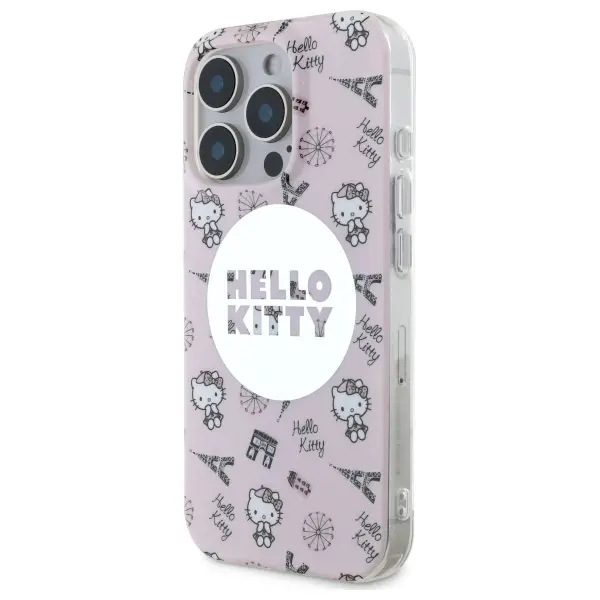 Etui Hello Kitty IML All Over Paris MagSafe do iPhone 16 Pro Max Różowy