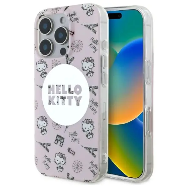 Etui Hello Kitty IML All Over Paris MagSafe do iPhone 16 Pro Max Różowy