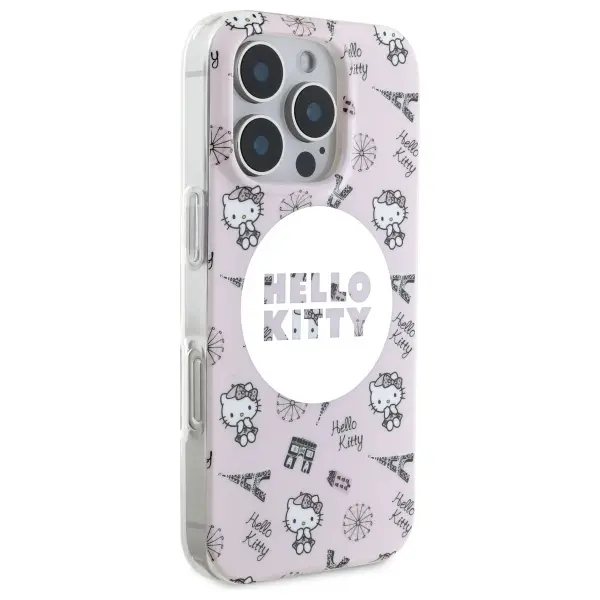 Etui Hello Kitty IML All Over Paris MagSafe do iPhone 16 Pro Max Różowy