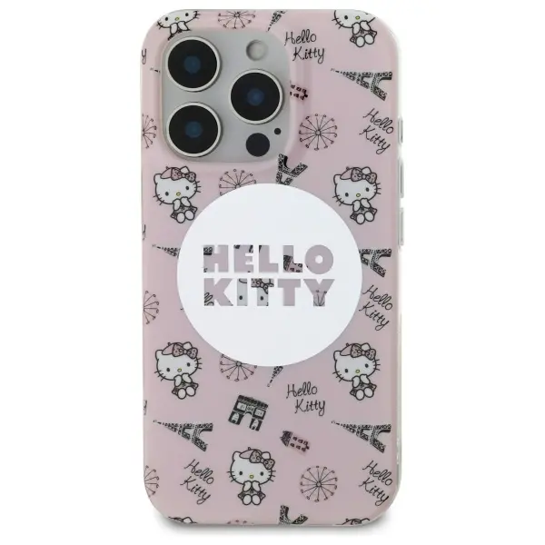 Etui Hello Kitty IML All Over Paris MagSafe do iPhone 16 Pro Max Różowy