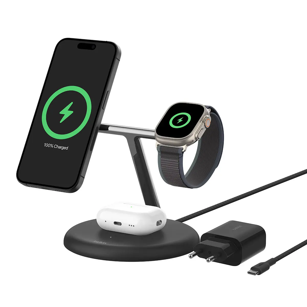 Ładowarka indukcyjna Belkin BOOST CHARGE PRO MagSafe 3w1 iPhone Apple Watch i Airpods Czarny