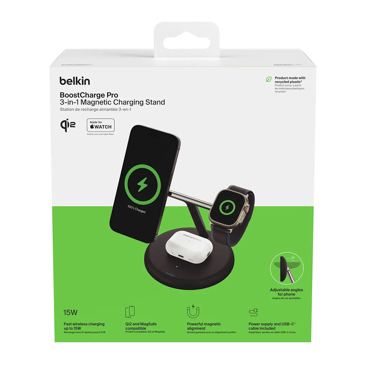 Ładowarka indukcyjna Belkin BOOST CHARGE PRO MagSafe 3w1 iPhone Apple Watch i Airpods Czarny