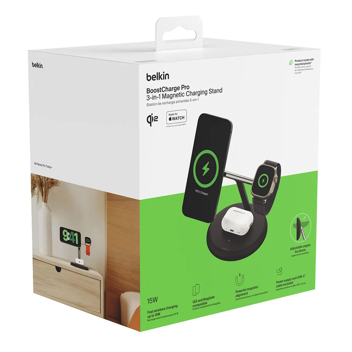 Ładowarka indukcyjna Belkin BOOST CHARGE PRO MagSafe 3w1 iPhone Apple Watch i Airpods Czarny