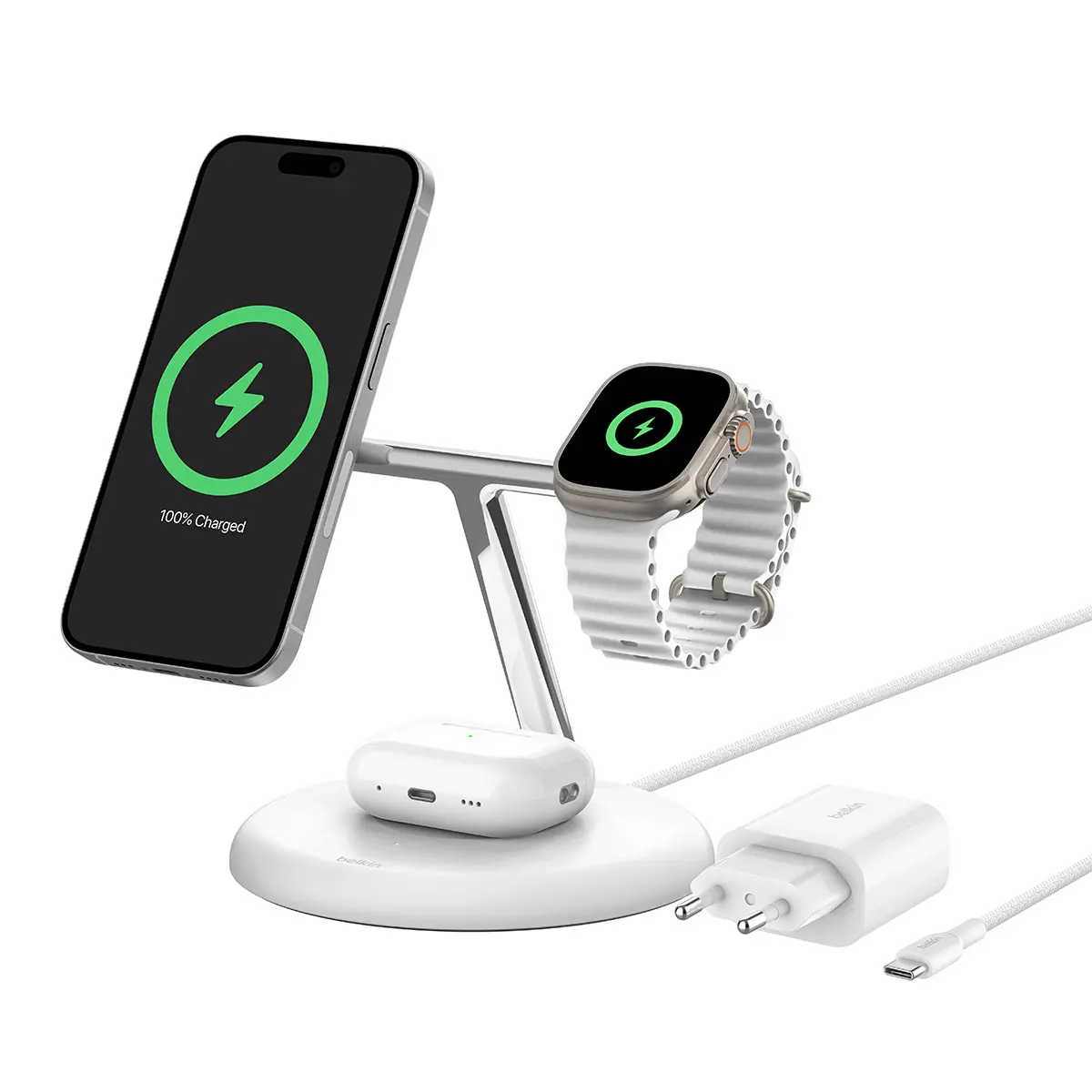 Ładowarka indukcyjna Belkin BOOST CHARGE PRO MagSafe 3w1 iPhone Apple Watch AirPods Biały