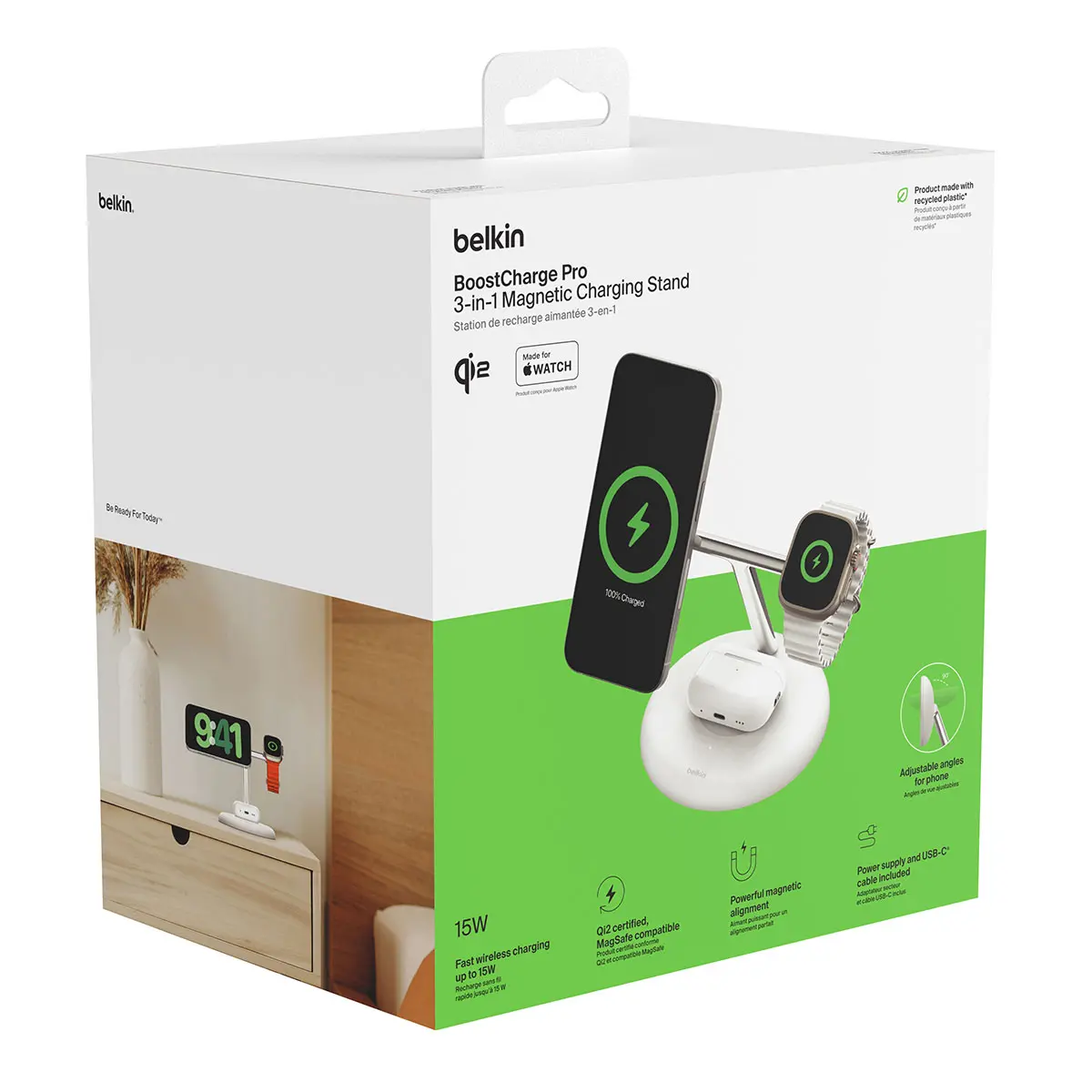 Ładowarka indukcyjna Belkin BOOST CHARGE PRO MagSafe 3w1 iPhone Apple Watch AirPods Biały