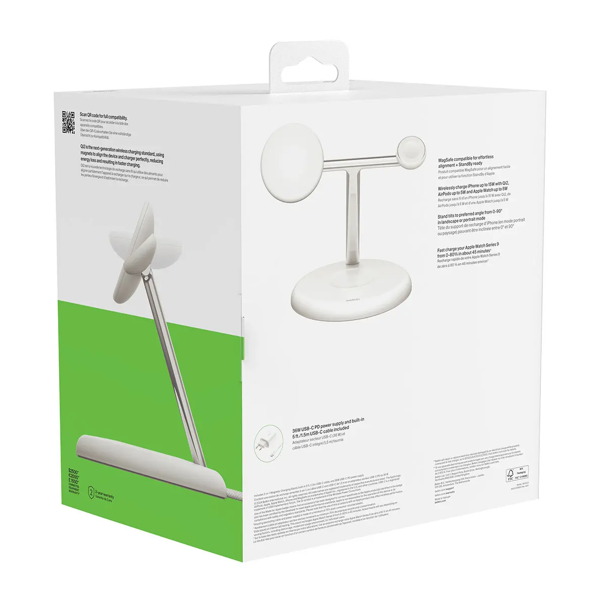 Ładowarka indukcyjna Belkin BOOST CHARGE PRO MagSafe 3w1 iPhone Apple Watch AirPods Biały