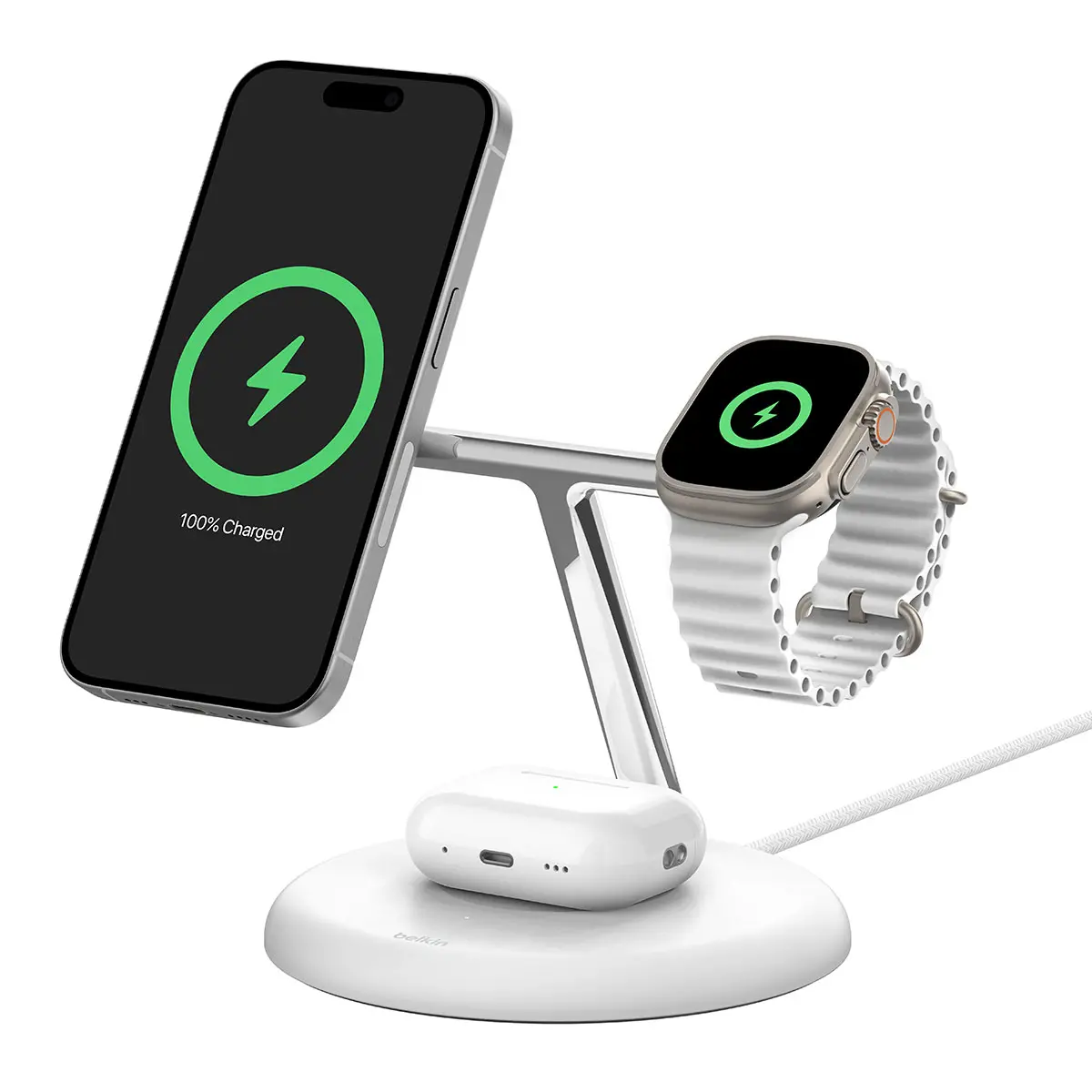Ładowarka indukcyjna Belkin BOOST CHARGE PRO MagSafe 3w1 iPhone Apple Watch AirPods Biały