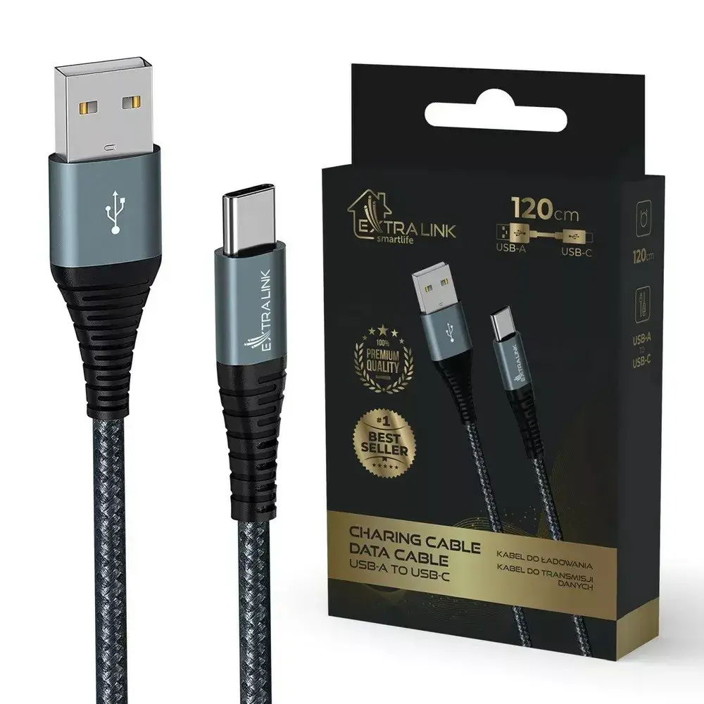 Kabel Extralink USB-A do USB-C Smart Life 15W 1,2m Czarny