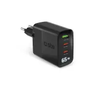 SBS WALL GaN 65W LCD 2xUSB-C USB-A Czarny