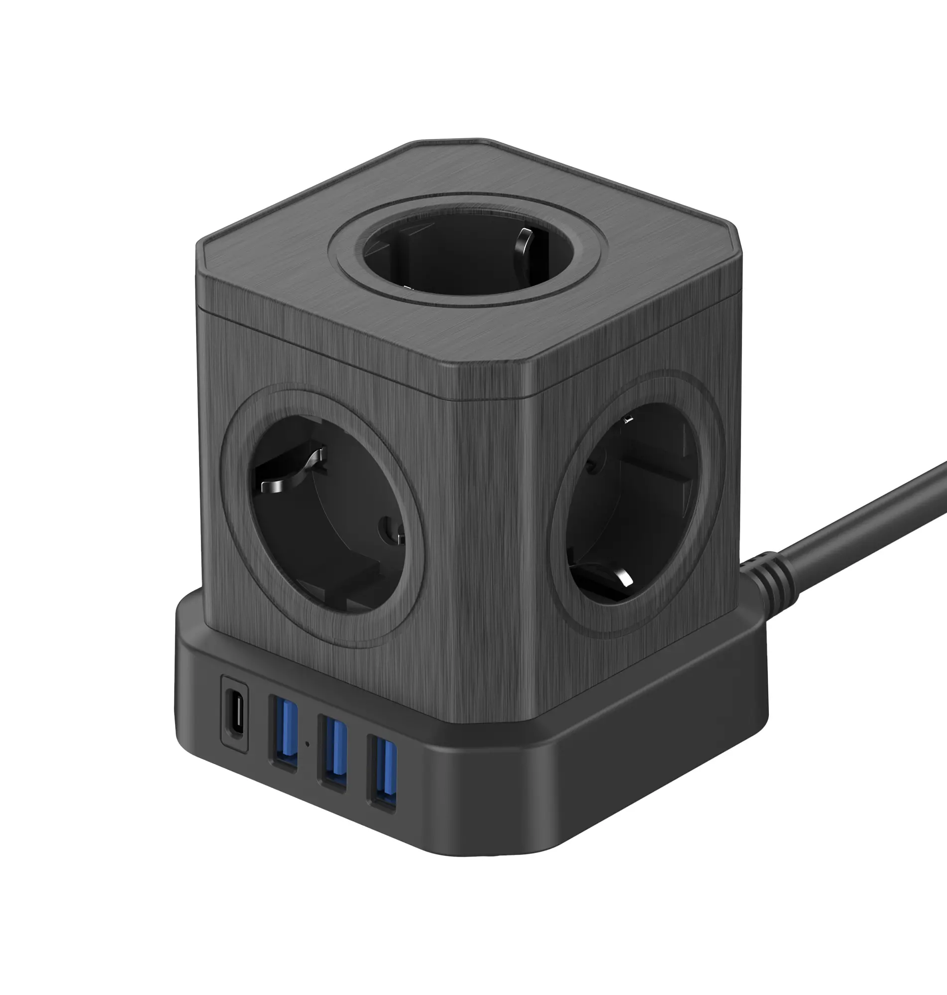 Kostka Newell NL4387 GaN Power Cube 9w1 5 gniazda 3x USB-A, 1x USB-C, 1,5m Czarny