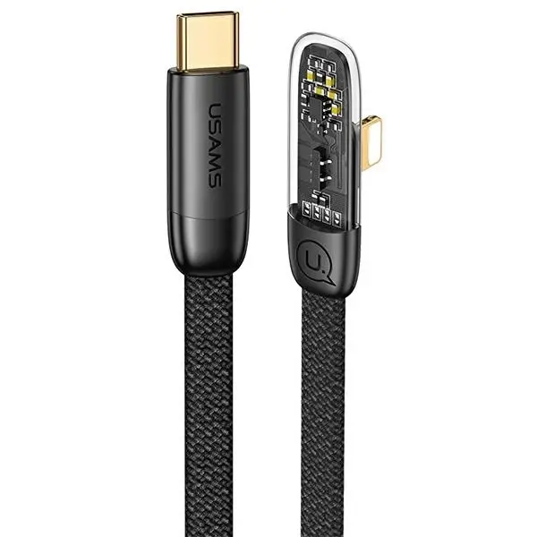 Kabel USAMS USB-C do Lightning PD 20W Fast Charging Iceflake Series 2m Czarny