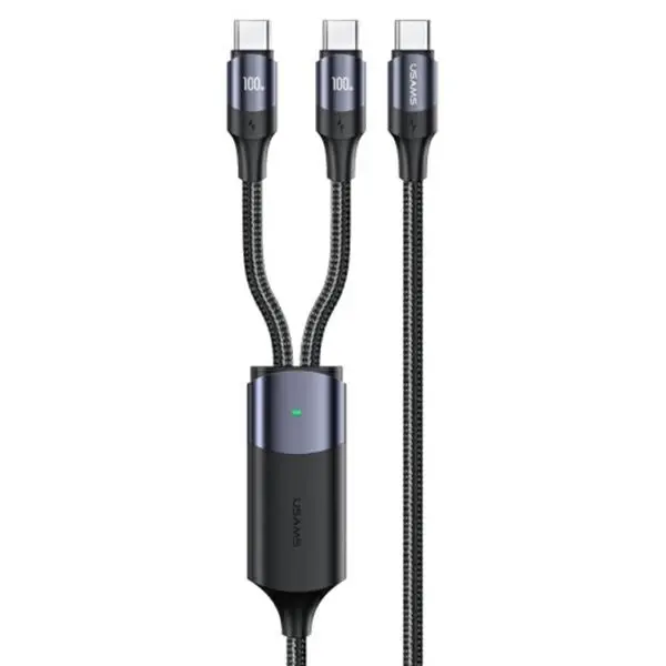 Kabel USAMS 2xUSB-C do USB-C 1,2m 100W PD Fast Charge Czarny