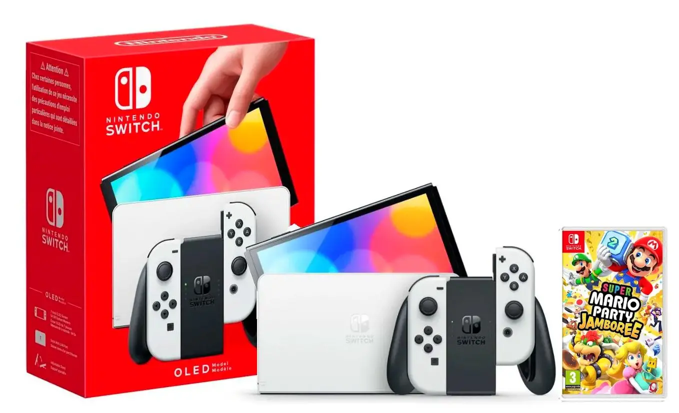 Konsola Nintendo Switch OLED Biały + Super Mario Party Jamboree