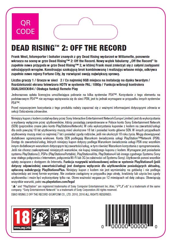 Dead Rising 2: Off The Record [kod aktywacyjny] Gra na PS4 (Kompatybilna z PS5)