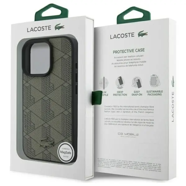 Etui Lacoste Blend Monogram MagSafe do iPhone 16 Pro Max Khaki