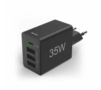 Ładowarka sieciowa Hama Fast Charger PD/QC 3.0 35W USB-C 3xUSB Czarny