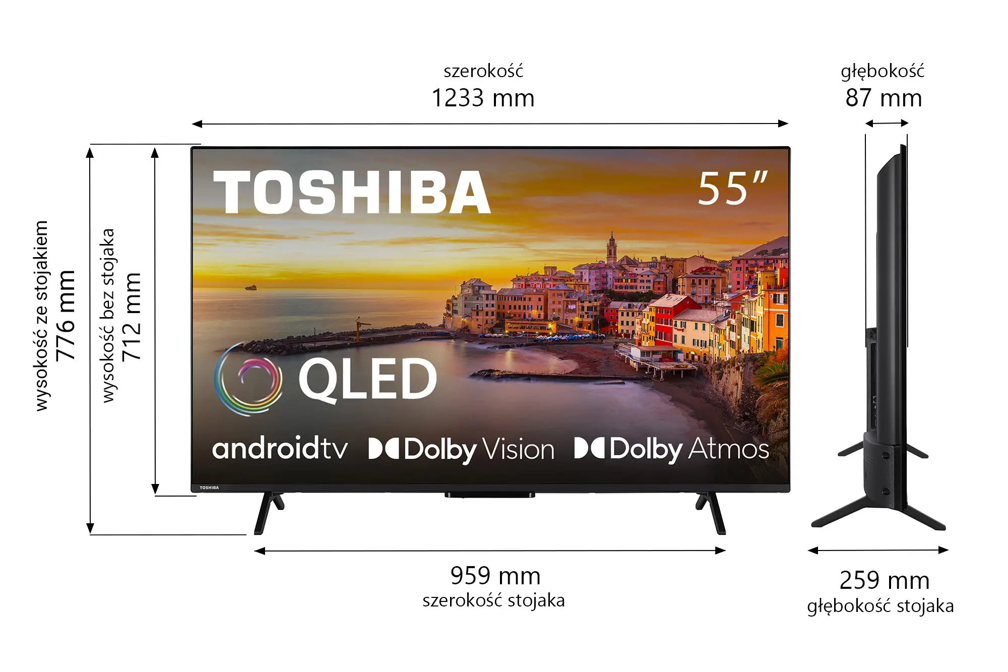 Telewizor Toshiba 55QA2363DG 55" QLED 4K Android TV Dolby Vision Dolby Atmos HDMI 2.1 DVB-T2