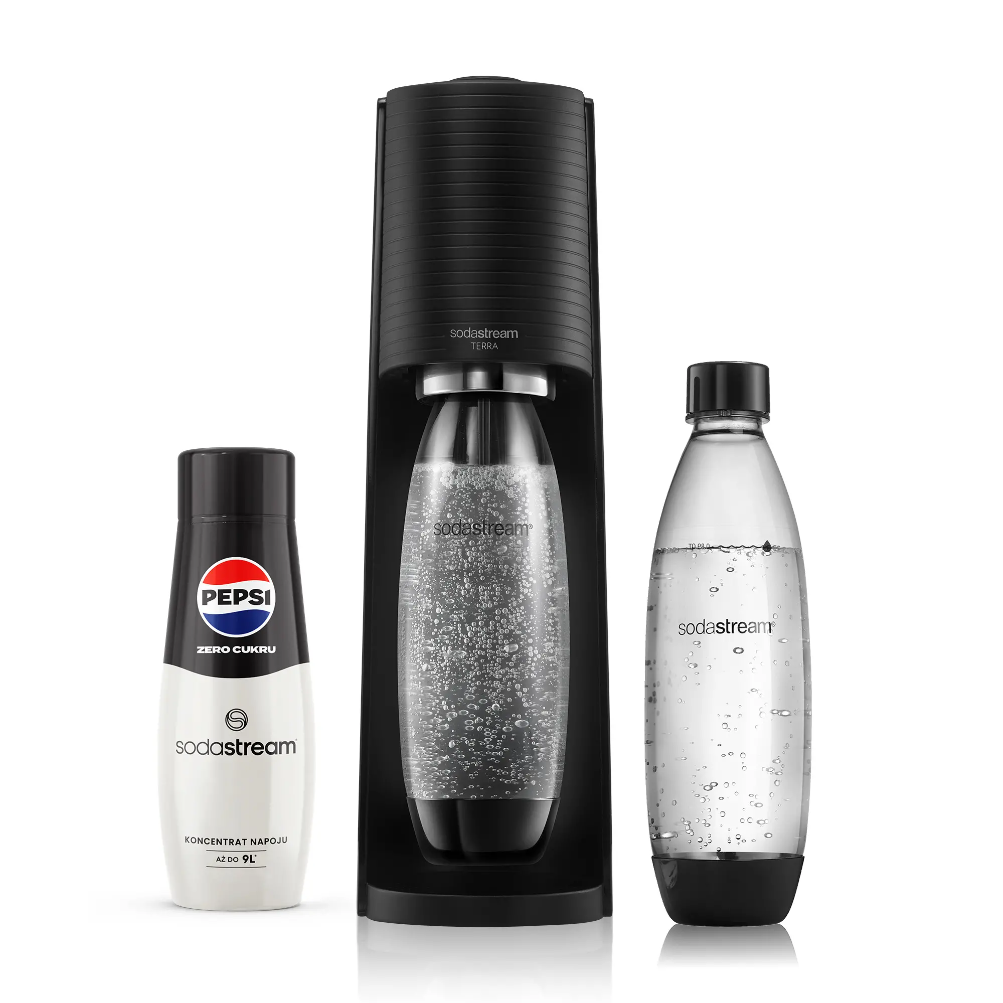 Saturator Sodastream Terra + 2 butelki + syrop Pepsi Zero Cukru