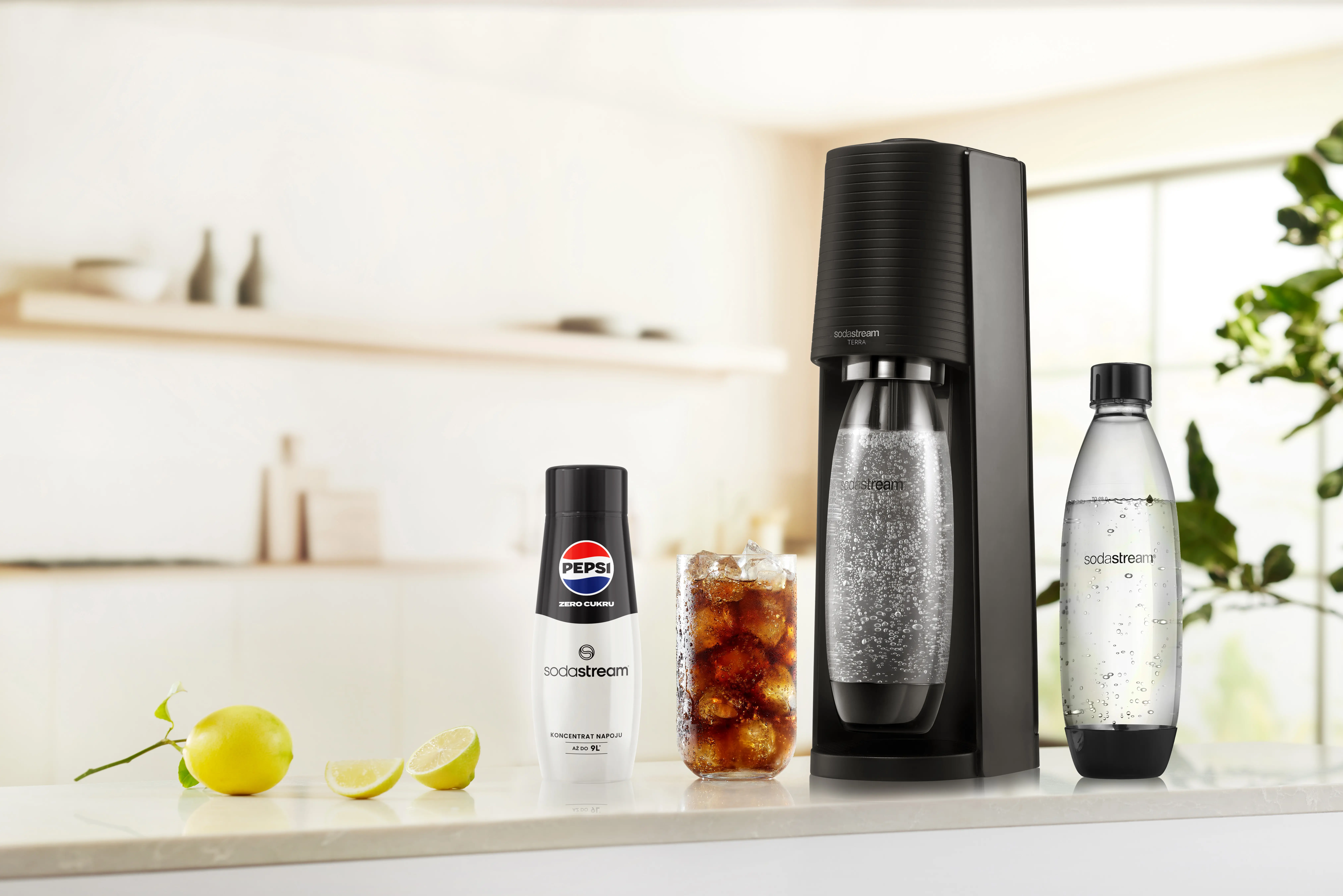 Saturator Sodastream Terra + 2 butelki + syrop Pepsi Zero Cukru
