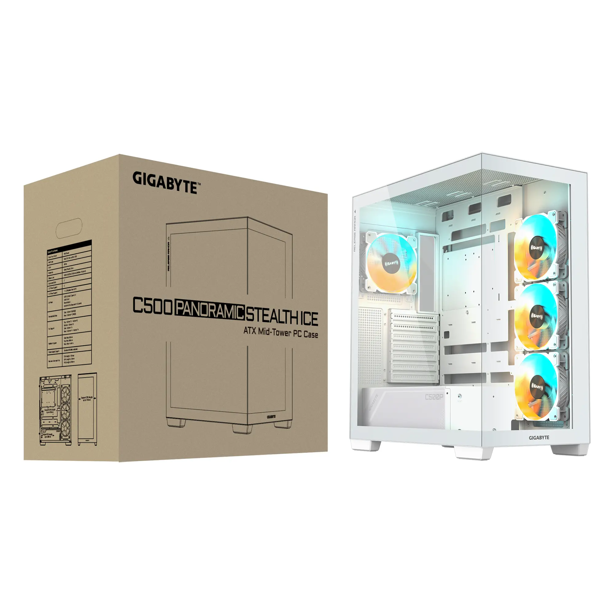 Obudowa Gigabyte C500 Panoramic Stealth Ice Biały