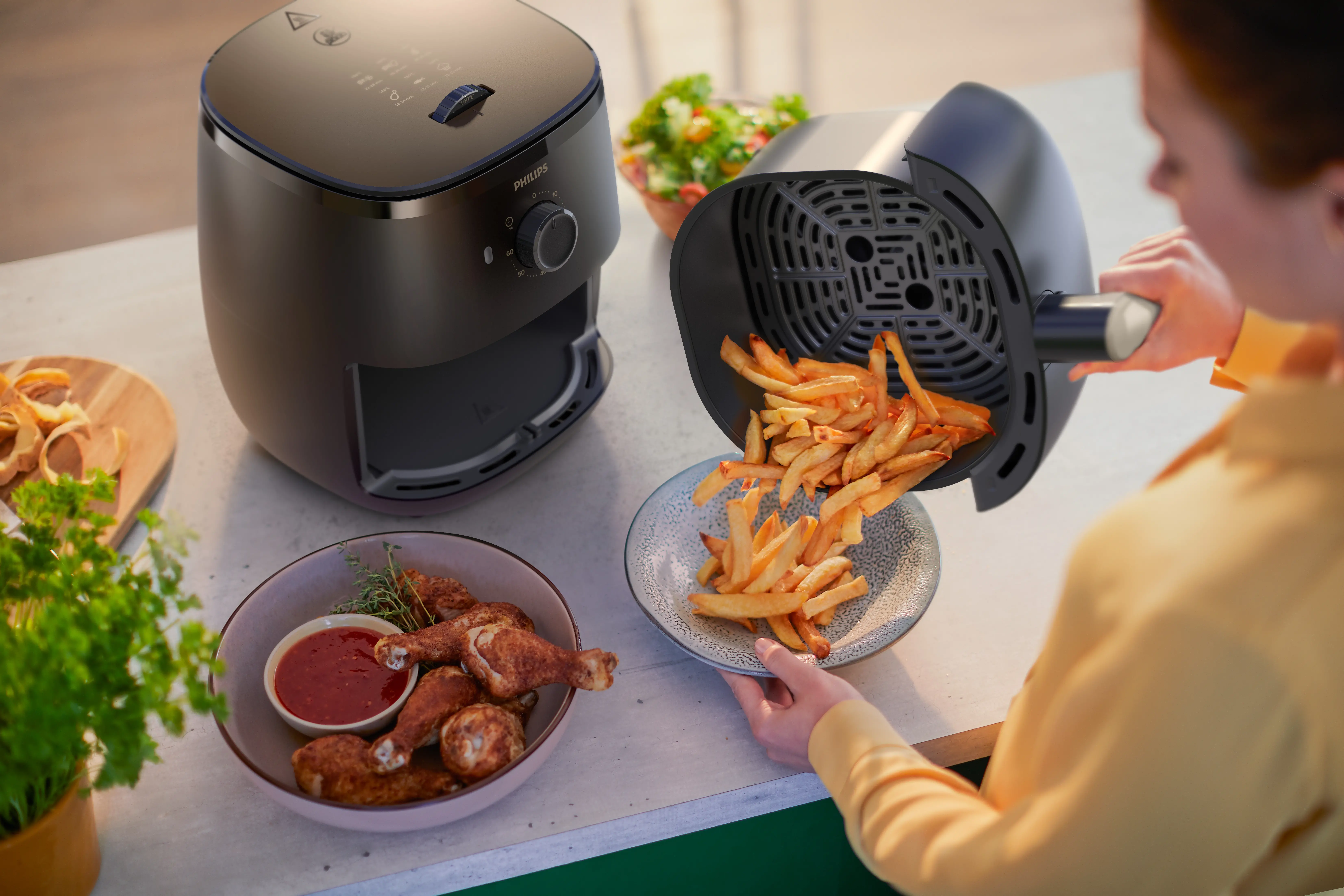 Frytkownica beztłuszczowa Philips Ovi Mini HD9100/80 1500W 3,7l Aplikacja mobilna
