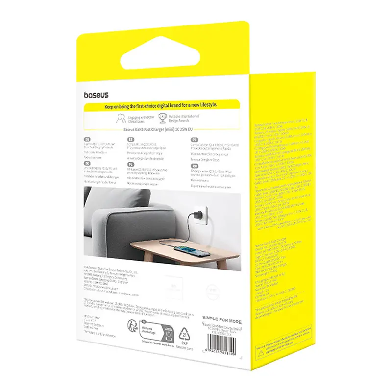 Ładowarka sieciowa Baseus GaN5 mini 1C 25W + kabel USB-C Czarny