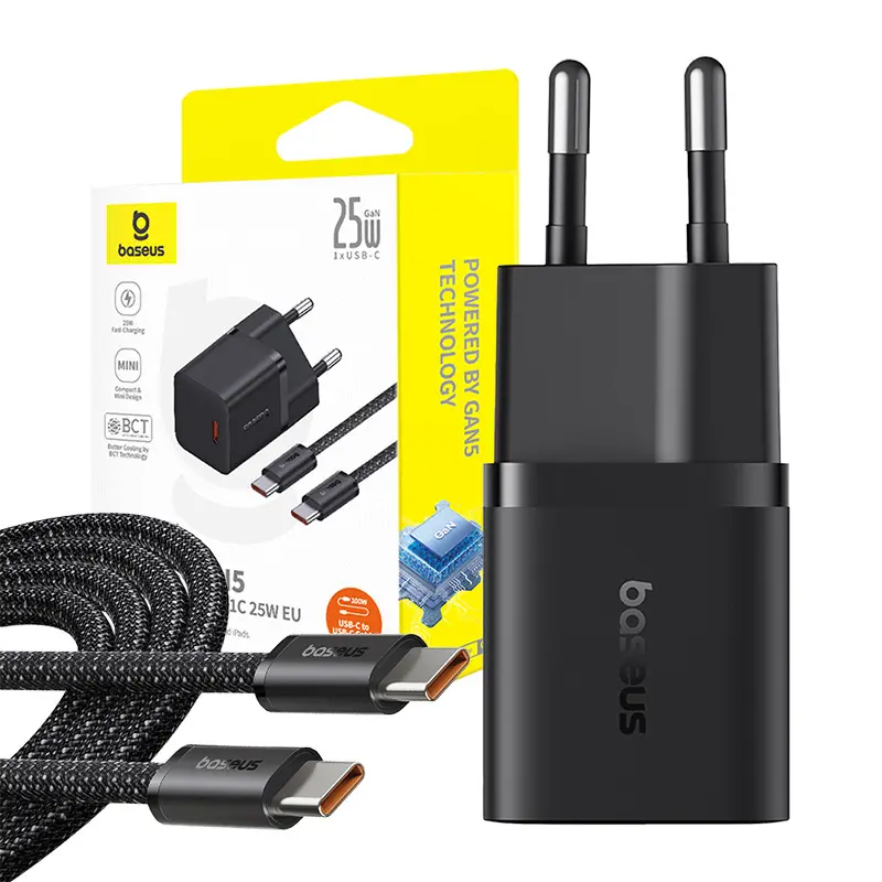 Ładowarka sieciowa Baseus GaN5 mini 1C 25W + kabel USB-C Czarny