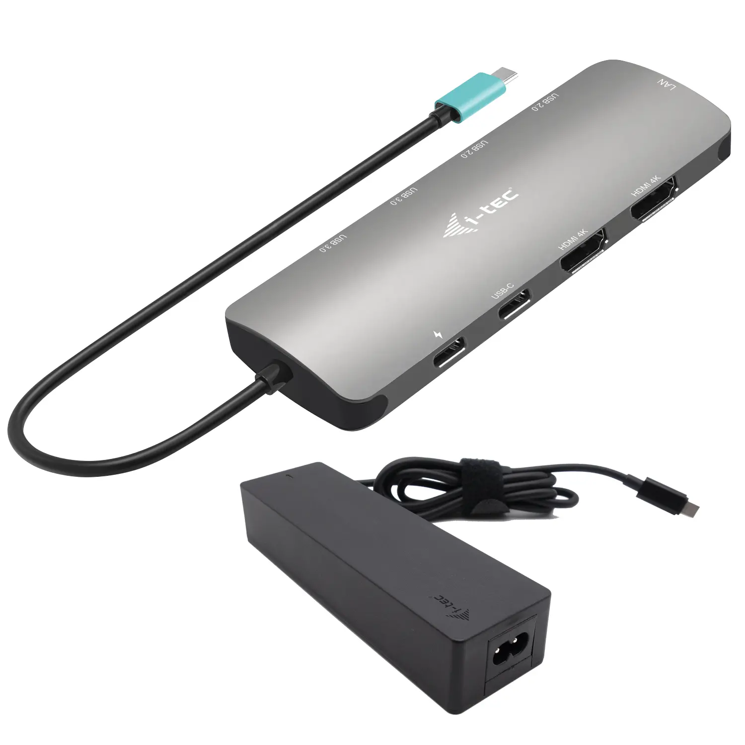 Stacja dokująca i-Tec C31NANOHDM2D100 USB-C Metal Nano 2x Display Docking Station z PD 100 W + Charger 100W Szary