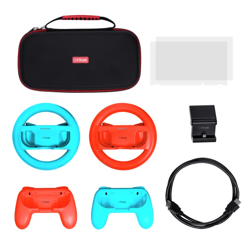 Konsola Nintendo Switch OLED Czerwono-niebieski + Zestaw akcesoriów Trust GXT 1249 7w1