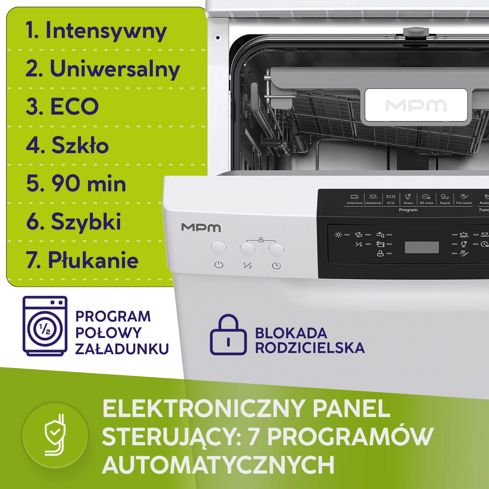 Zmywarka MPM 45-ZMF-01 44,8cm Automatyczne otwieranie drzwi Szuflada na sztućce