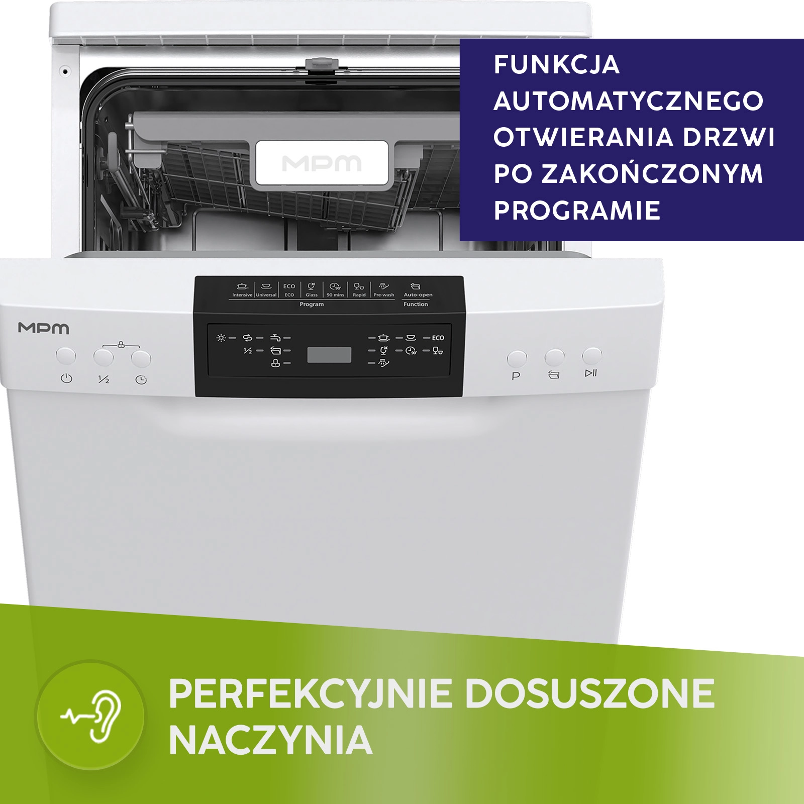 Zmywarka MPM 45-ZMF-01 44,8cm Automatyczne otwieranie drzwi Szuflada na sztućce